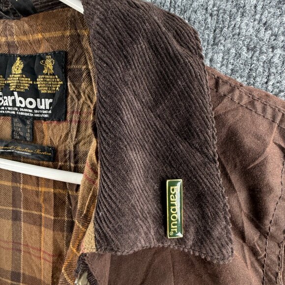 Barbour Newmarket Mac Waxed Jacket Women Full Zip Brown Size 8 US Lined - Picture 9 of 16